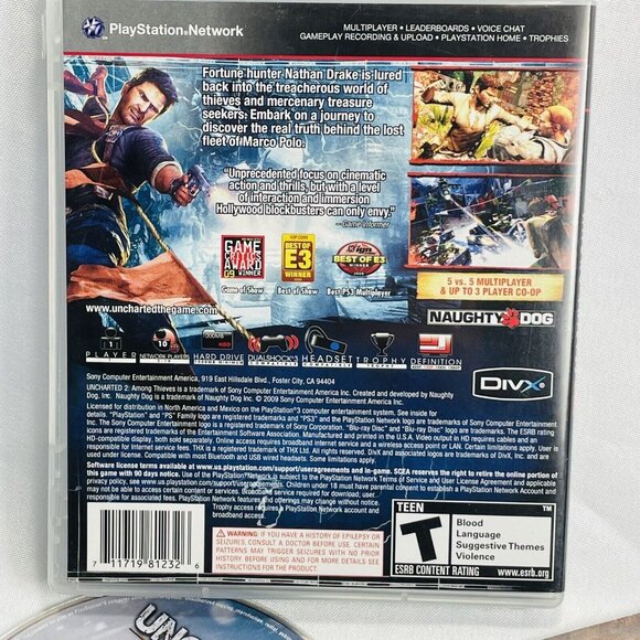 Uncharted 2: Among Thieves Game Sony PlayStation 3 PS3 Rated Teen Tested - Picture 3 of 7